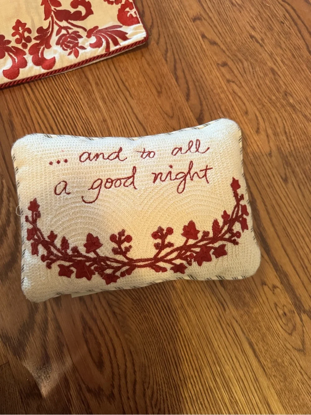 Holiday 'Noel' and 'Joy' Red Embroidered Throw Pillow covers (2) and sm pillow
